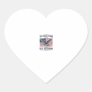 Sticker Cœur Chemise de vétéran patriotique aigle gravure vinta