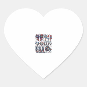 Sticker Cœur Chemise d'été patriotique vintage USA 1776 Design_