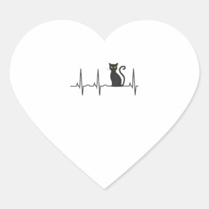 Sticker Cœur Chemise d'Halloween Chat Noir - Meilleure oreille