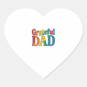 Sticker Cœur Chemise Grateful Dad Vintage Rainbow Typography_1