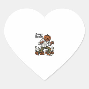 Sticker Cœur Chemise Halloween Vintage Monstre Tête de Citrouil