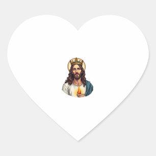 Sticker Cœur Chemise Jésus Couronne Flamme Gravure Vintage 2