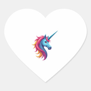 Sticker Cœur Chemise Licorne Arc-en-Ciel Tie-Dye Licorne Cheval