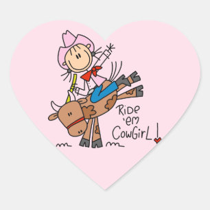 Sticker Cœur Chemise Ride Em Cowgirl et Cadeaux