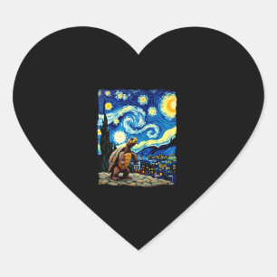 Sticker Cœur Chemise Tortue Artistique Tortue Nuit Étoilée (2)
