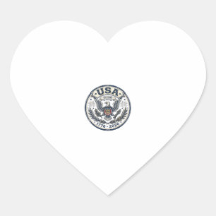 Sticker Cœur Chemise USA 250 Ans Liberté Vintage Eagle Badge_1