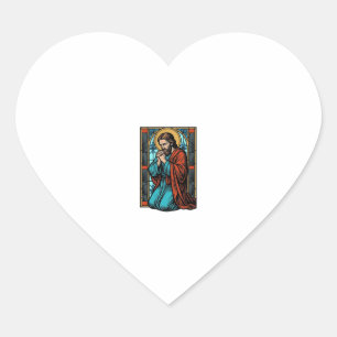 Sticker Cœur Chemise vectorielle de figure religieuse priant vi