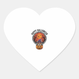 Sticker Cœur Chemise vintage Bulldog Sorcière Citrouille Joyeux