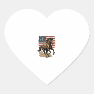 Sticker Cœur Chemise vintage cheval au galop drapeau américain 