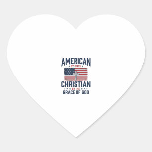 Sticker Cœur Chemise Vintage Croix du Drapeau Chrétien Américai