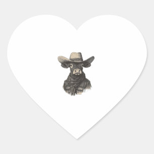 Sticker Cœur Chemise vintage de vache à cow-boy - Vache occiden