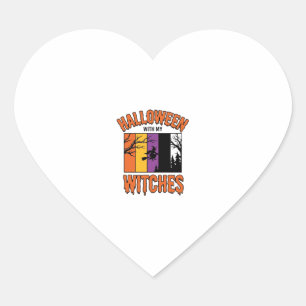 Sticker Cœur Chemise Vintage Halloween Sorcières Balai de Sorci