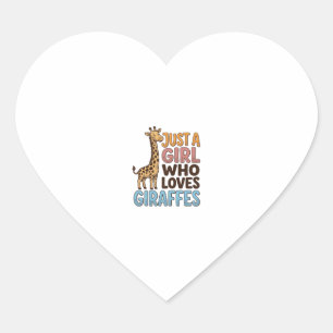 Sticker Cœur Chemise Vintage Juste Une Fille Qui Aime Les Giraf