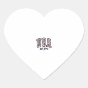 Sticker Cœur Chemise Vintage USA Établie 1776 Gravure Patriotiq