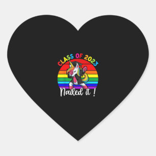 Sticker Cœur Chemises Class Of 2023 Nailed It, Licorne qui Dabb