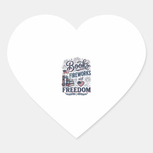 Sticker Cœur Chemises de lecteur patriotique Livres Feux d'arti