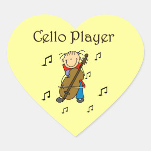 Sticker Cœur Chemises et Cadeaux pour Fille au Violoncelle en B
