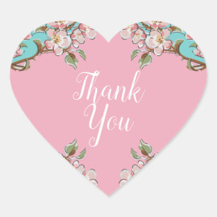 Sticker Cœur Cherry Blossom Turquoise Baby shower Vintage rétro