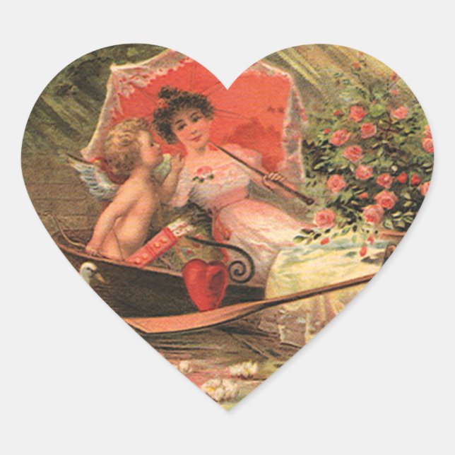Sticker Cœur Cherub avec coeur pour la Saint Valentin victorien (Devant)