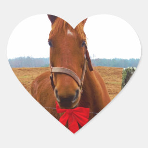 Sticker Cœur Cheval de Noël