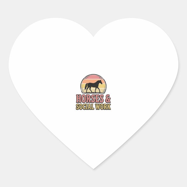Sticker Cœur Cheval & Travail Social Vector Design Rétro Couche (Devant)