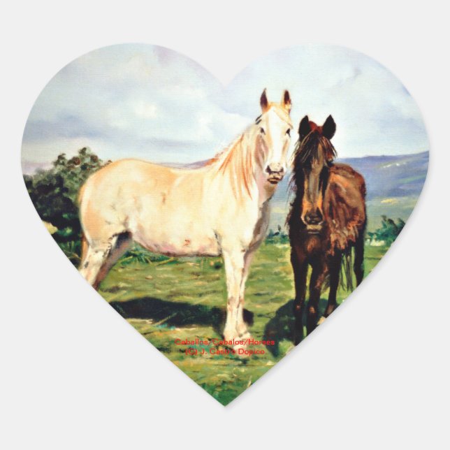 Sticker Cœur Chevaux/Cabalos/Horses (Devant)