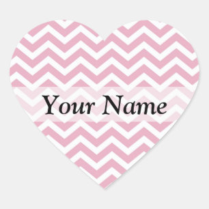 Sticker Cœur chevron rose et blanc