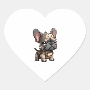 Sticker Cœur Chibi French Bulldog