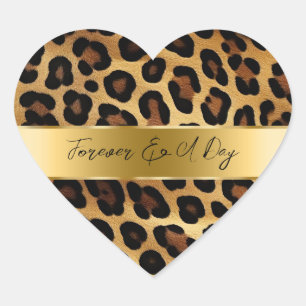 Sticker Cœur Chic Brown Leopard Mariage