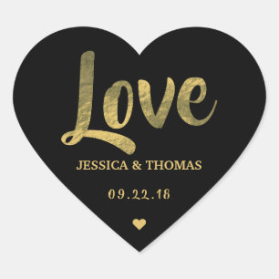 Sticker Cœur Chic Faux Gold Foil Custom Wedding Love Modèle