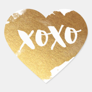 Sticker Cœur CHIC LOVE XOXO HEART moderne faux or brillant