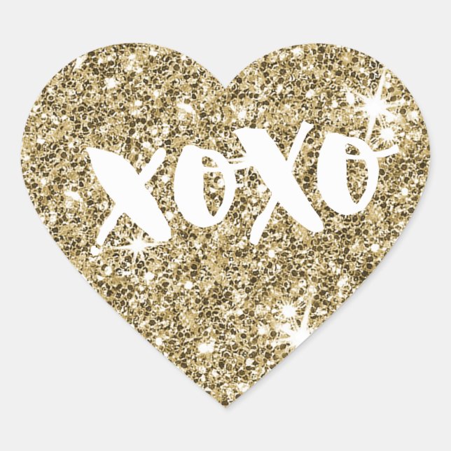 Sticker Cœur CHIC LOVE XOXO HEART parties scintillant en faux o (Devant)