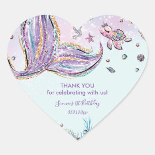 Sticker Cœur Chic Mermaid Anniversaire du Baby shower Merci pr