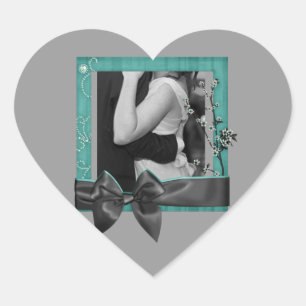 Sticker Cœur Chic Paris turquoise noir vieux hollywood mariage