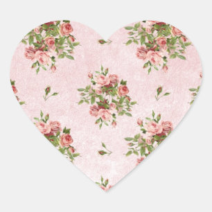 Sticker Cœur Chic Romantique Rose Floral
