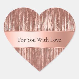 Sticker Cœur Chic Rose Gold Glam Tinsel Stripes