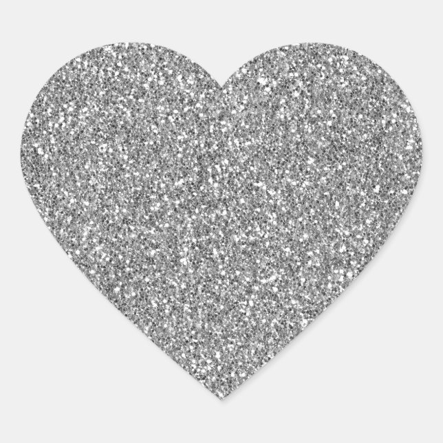 Sticker Cœur Chic Silver Glitzy Glam Sparkle Parties scintillan (Devant)