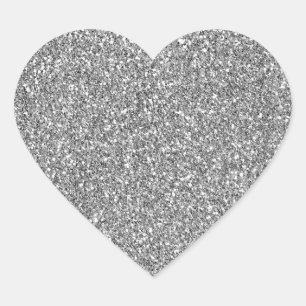 Sticker Cœur Chic Silver Glitzy Glam Sparkle Parties scintillan