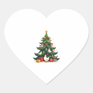 Sticker Cœur Chicken Cow Goat Horse Farm Animal Farmer Christma