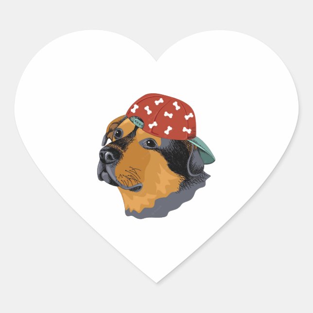 Sticker Cœur Chien avec chapeau rouge (Devant)