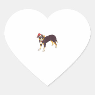 Sticker Cœur Chien avec le chapeau de Santa - Noël drôle