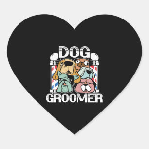 Sticker Cœur Chien Barbier Animateur Animateur Salon Animateur