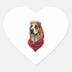 Sticker Cœur Chien beagle dans une couronne
