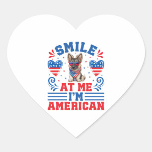 Sticker Cœur Chien berger allemand patriotique pour 4 juillet