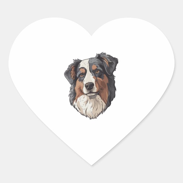 Sticker Cœur Chien berger australien (Devant)
