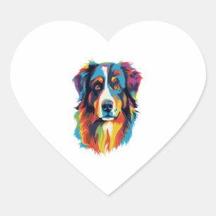 Sticker Cœur Chien berger australien coloré
