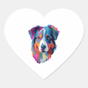 Sticker Cœur Chien berger australien coloré 3