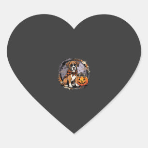 Sticker Cœur Chien Boxer Halloween Citrouille Sublimation