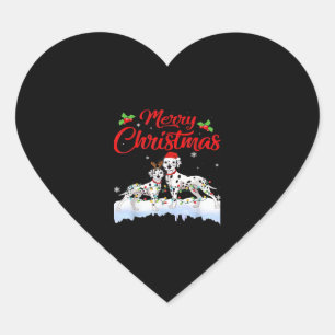 Sticker Cœur Chien dalmate feux de Noël Santa Chapeau Chien de