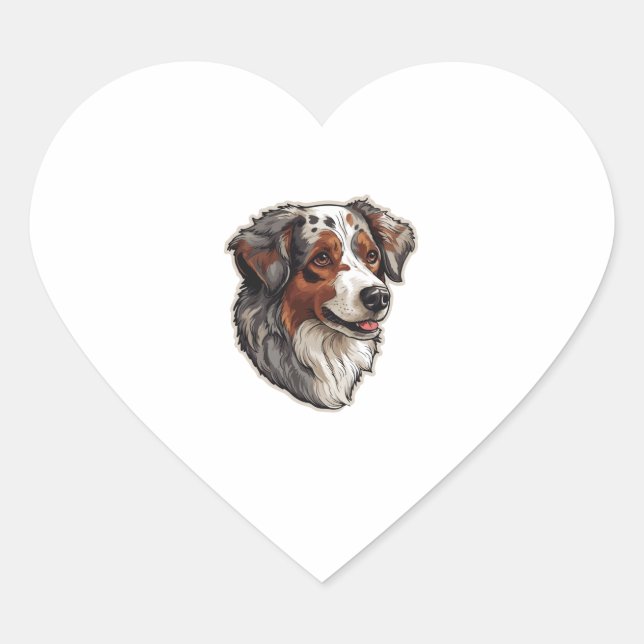 Sticker Cœur Chien de berger australien 1 (Devant)